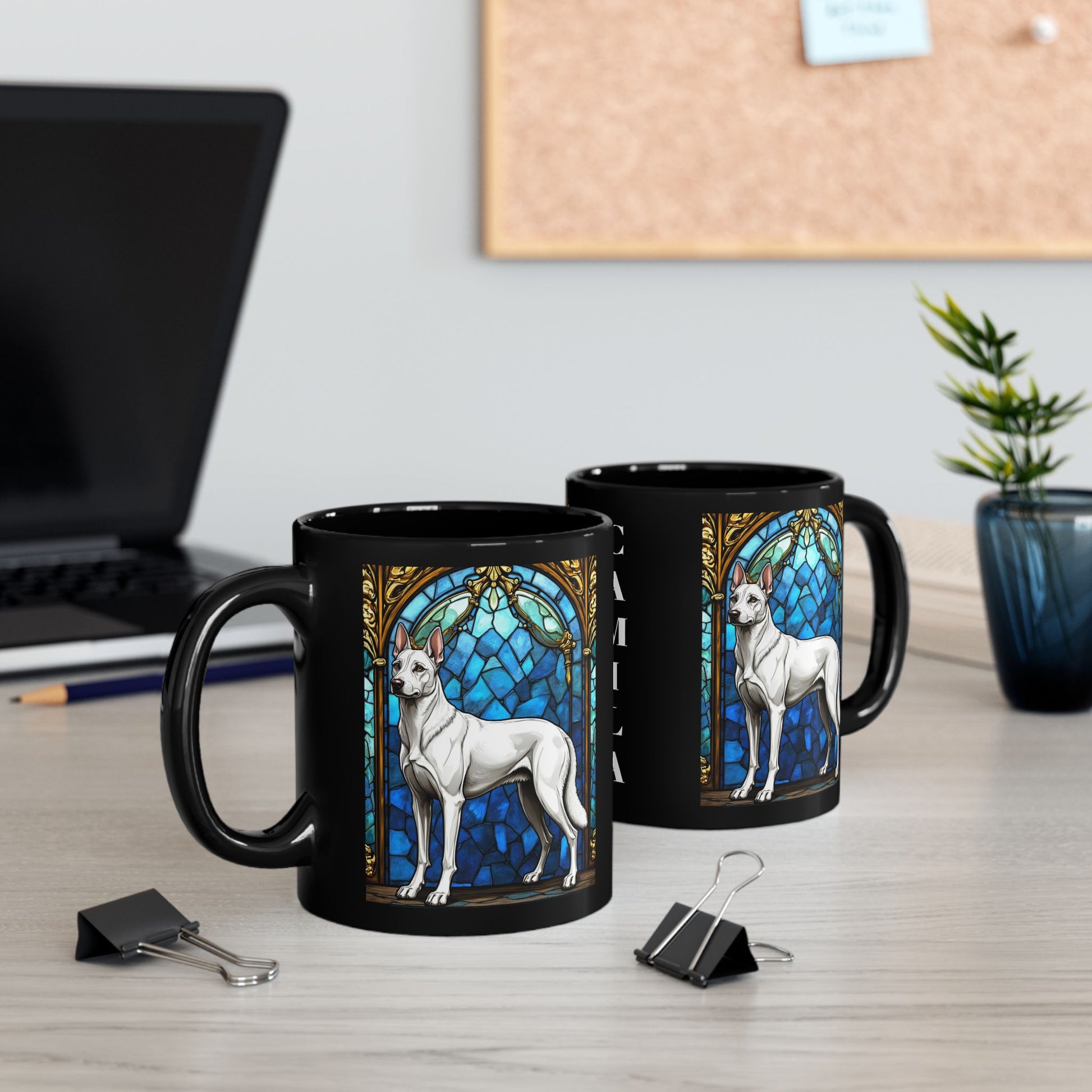 White Belgian Malinois custom name mug for dog lovers