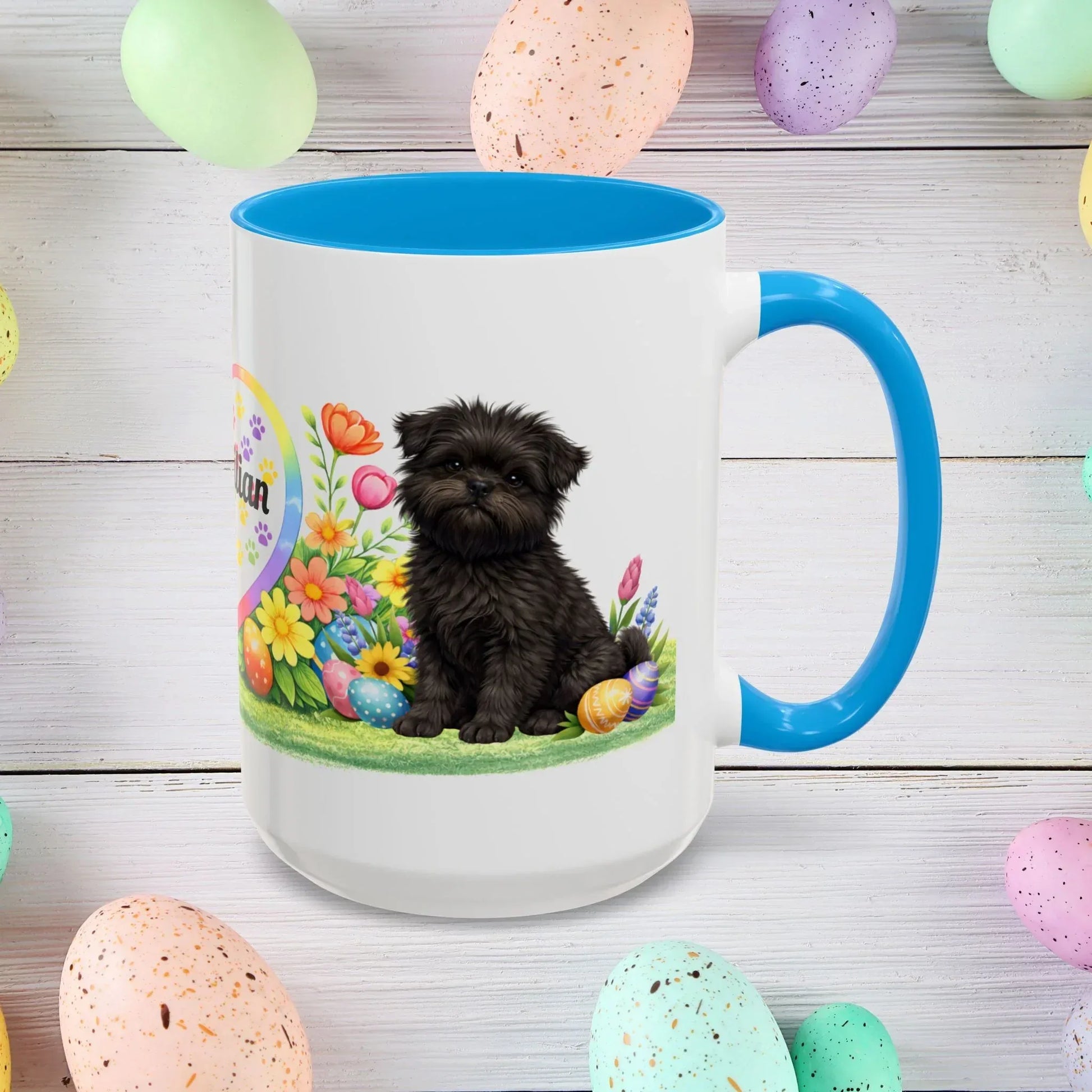 Shop our affenpinscher puppy easter mug featuring the 15oz style option from MySisterIsASurvivor.