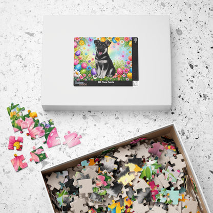 German Shepherd (Black & Silver) Easter Puppy Puzzle - Flowers, Eggs, and Spring Fun