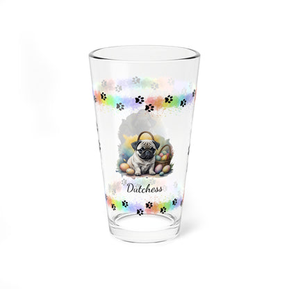 Pug Personalized Easter Puppy 16oz Pint Glass - Custom Dog Design, Mental Health Gift, Easter Décor, and Festive Celebrations
