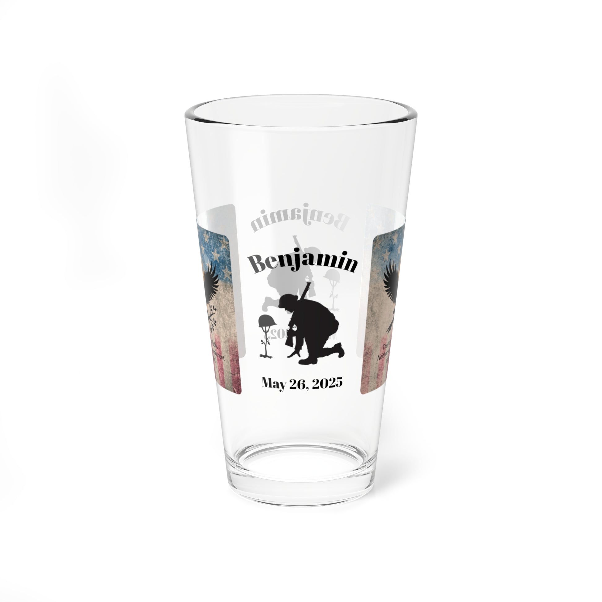 Personalized Memorial Day Pint Glass - "Their Courage Never Fades", PTSD Awareness Gift for Veterans & Memorial Days