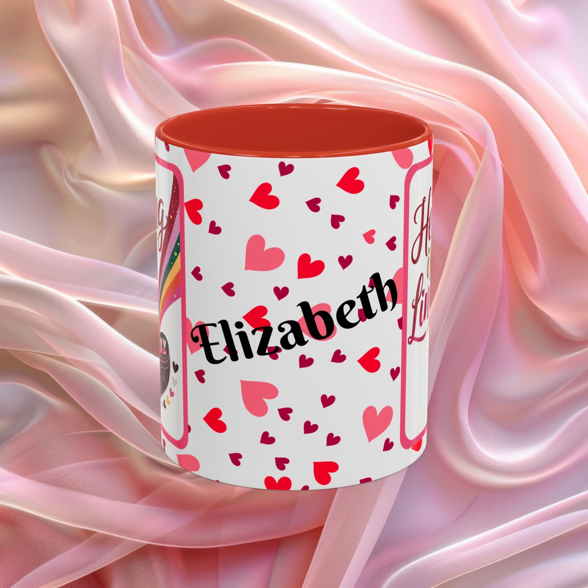 Healing Is Not Linear Valentines mug offering comfort and resilience, Valentine themed affirmation coffee cup