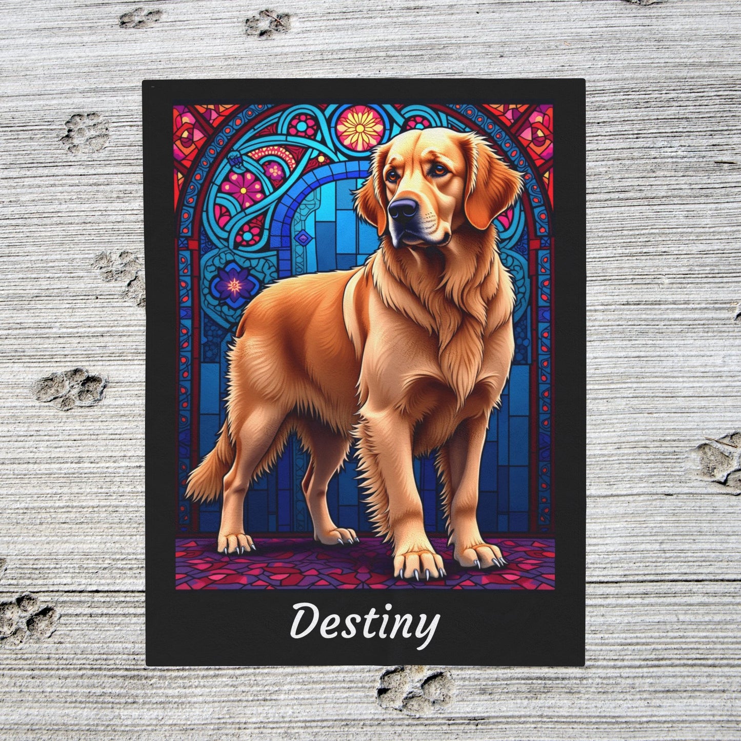 Golden Retriever Light Coat Personalized Velveteen Plush Blanket, Custom Dog Lover Gift Throw