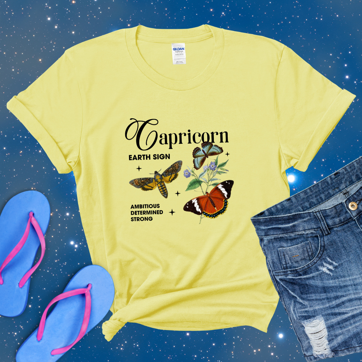 Capricorn Butterfly Zodiac T-Shirt, Astrology Shirt for Capricorn, Horoscope Gift, Capricorn Birthday, Capricorn Season Gift, Capricorn Gift, Zodiac T