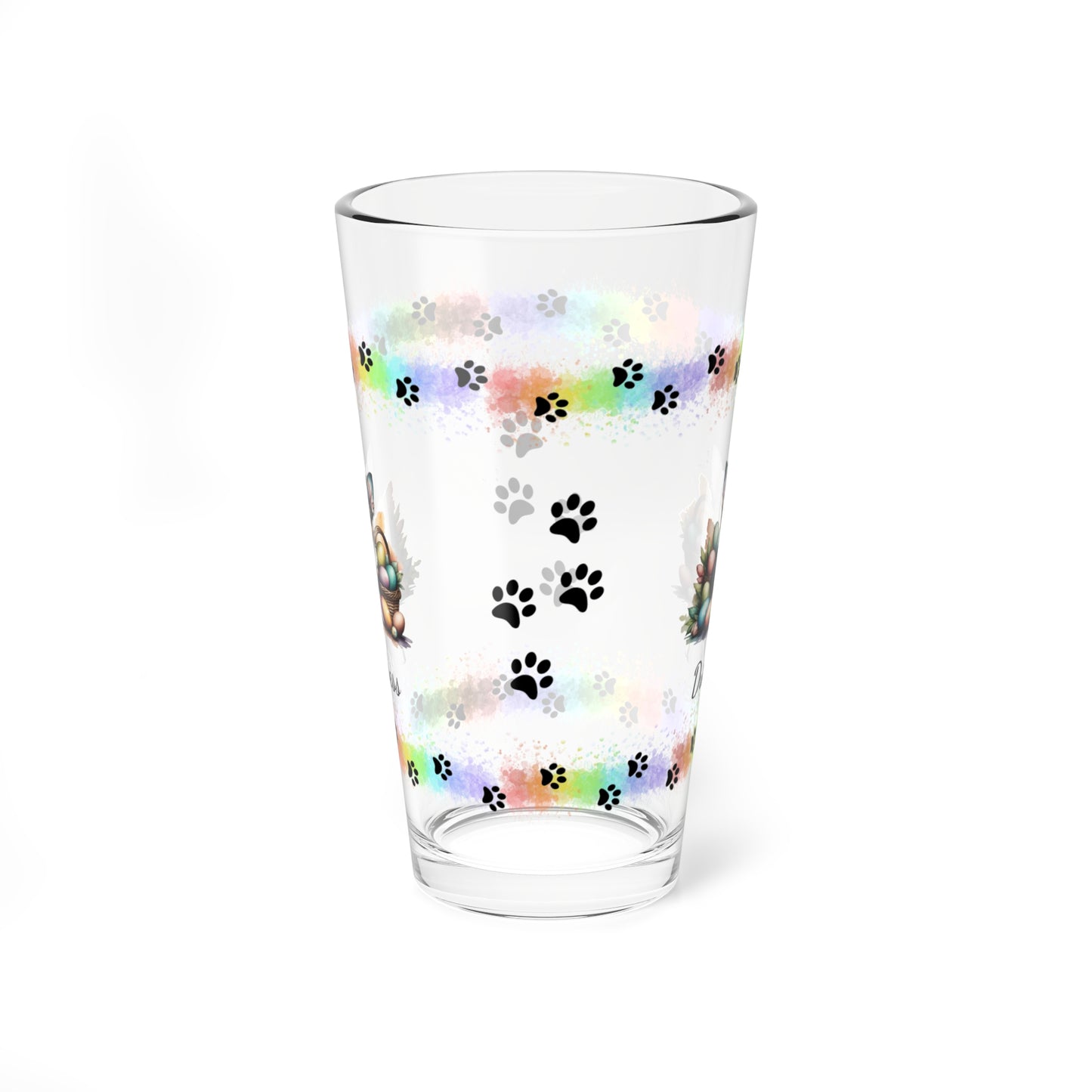 Chihuahua (Blue Tri) Personalized Easter Puppy 16oz Pint Glass - Custom Dog Design, Mental Health Gift, Easter Décor, and Festive Celebrations