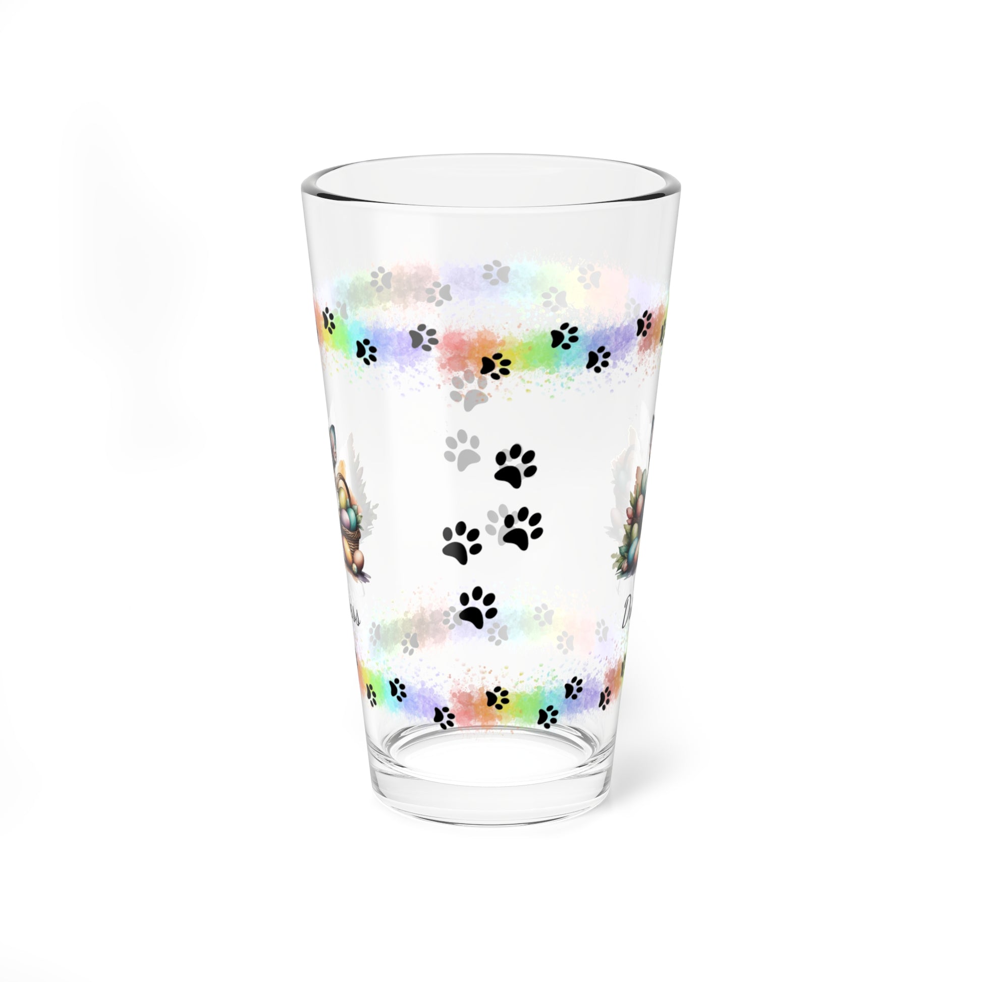 Chihuahua (Blue Tri) Personalized Easter Puppy 16oz Pint Glass - Custom Dog Design, Mental Health Gift, Easter Décor, and Festive Celebrations
