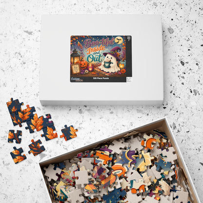 Boo-tiful Inside and Out Halloween Puzzle - Ghost with Heart Mug, Lantern, and You Are Magic Sign