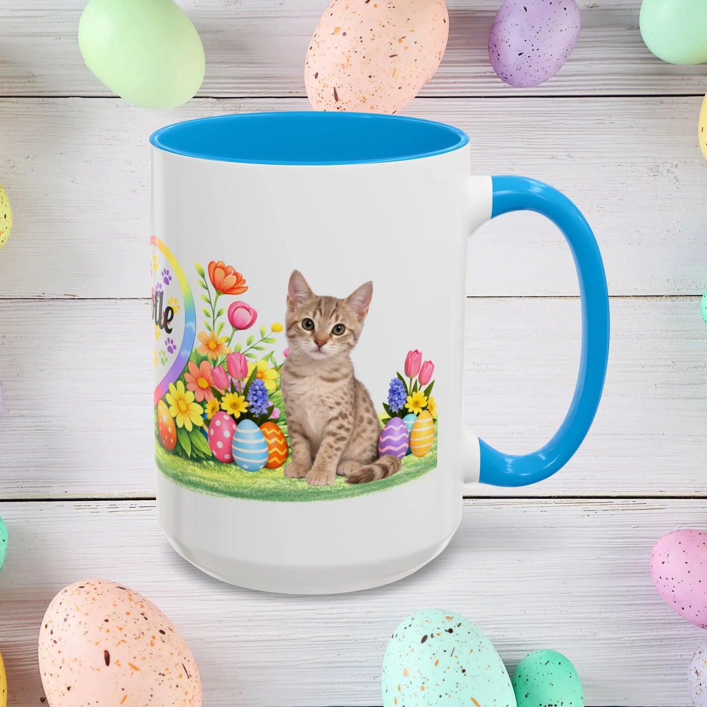 Shop our australian mist kitten easter mug featuring the 15oz style option from MySisterIsASurvivor.