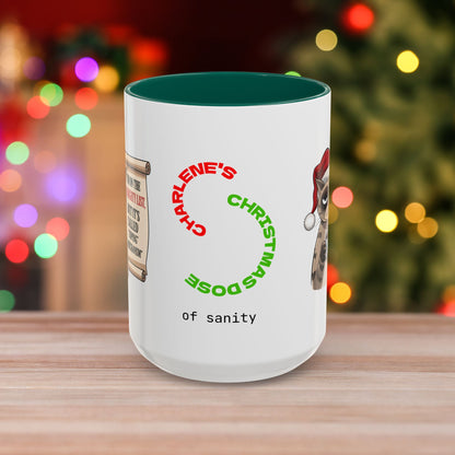 I'm On The Naughty List, But It's Called 'Coping Mechanism' - Christmas Mug with Cat Design and Accent Color