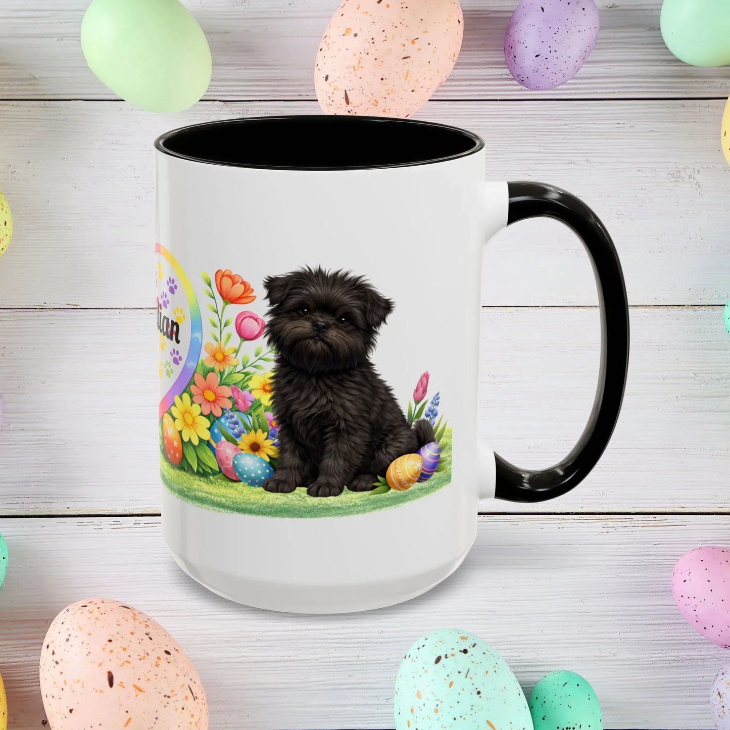 Shop our affenpinscher puppy easter mug featuring the 15oz style option from MySisterIsASurvivor.