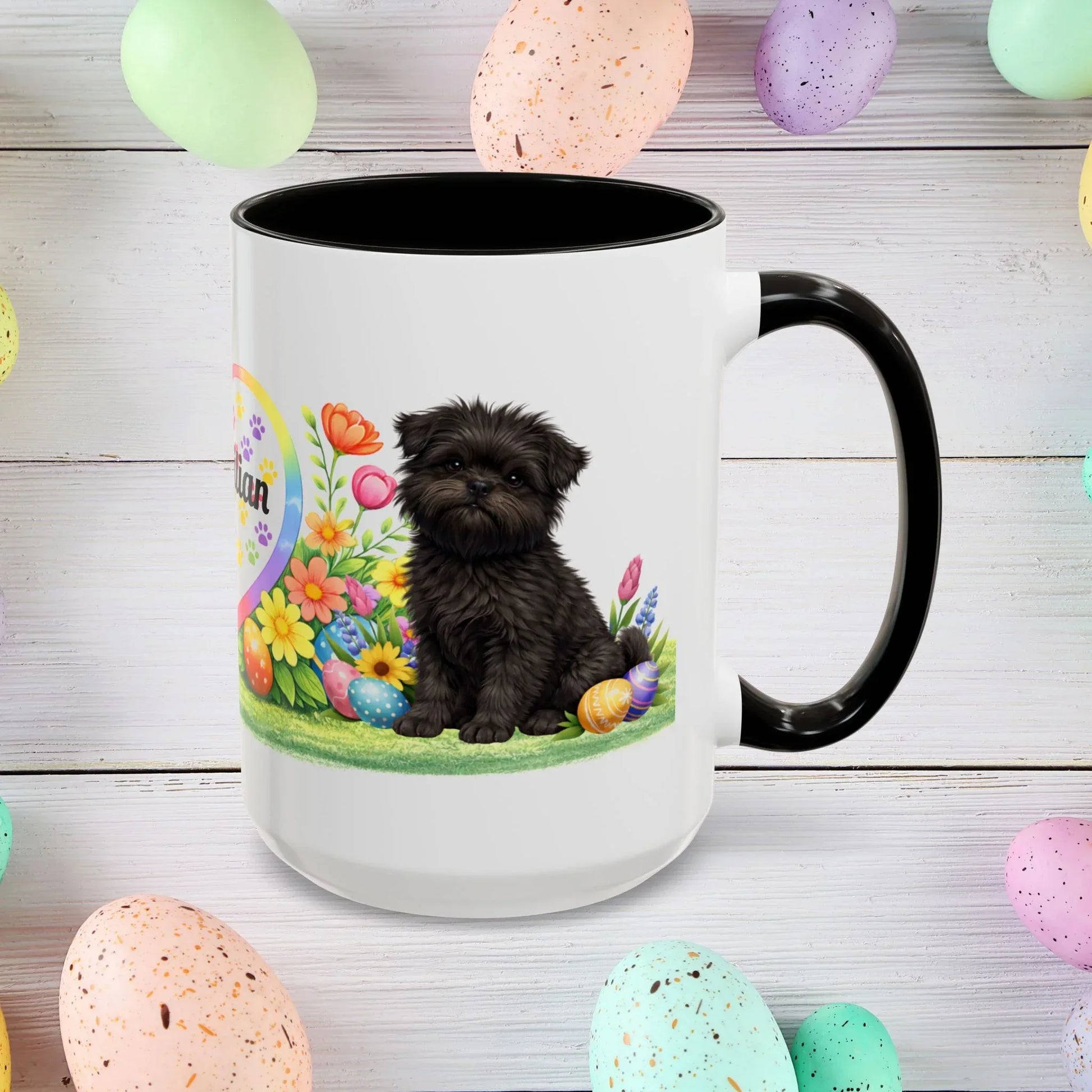 Shop our affenpinscher puppy easter mug featuring the 15oz style option from MySisterIsASurvivor.