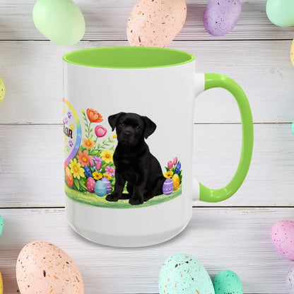 Shop our rottweiler black puppy easter mug featuring the 15oz style option from MySisterIsASurvivor.