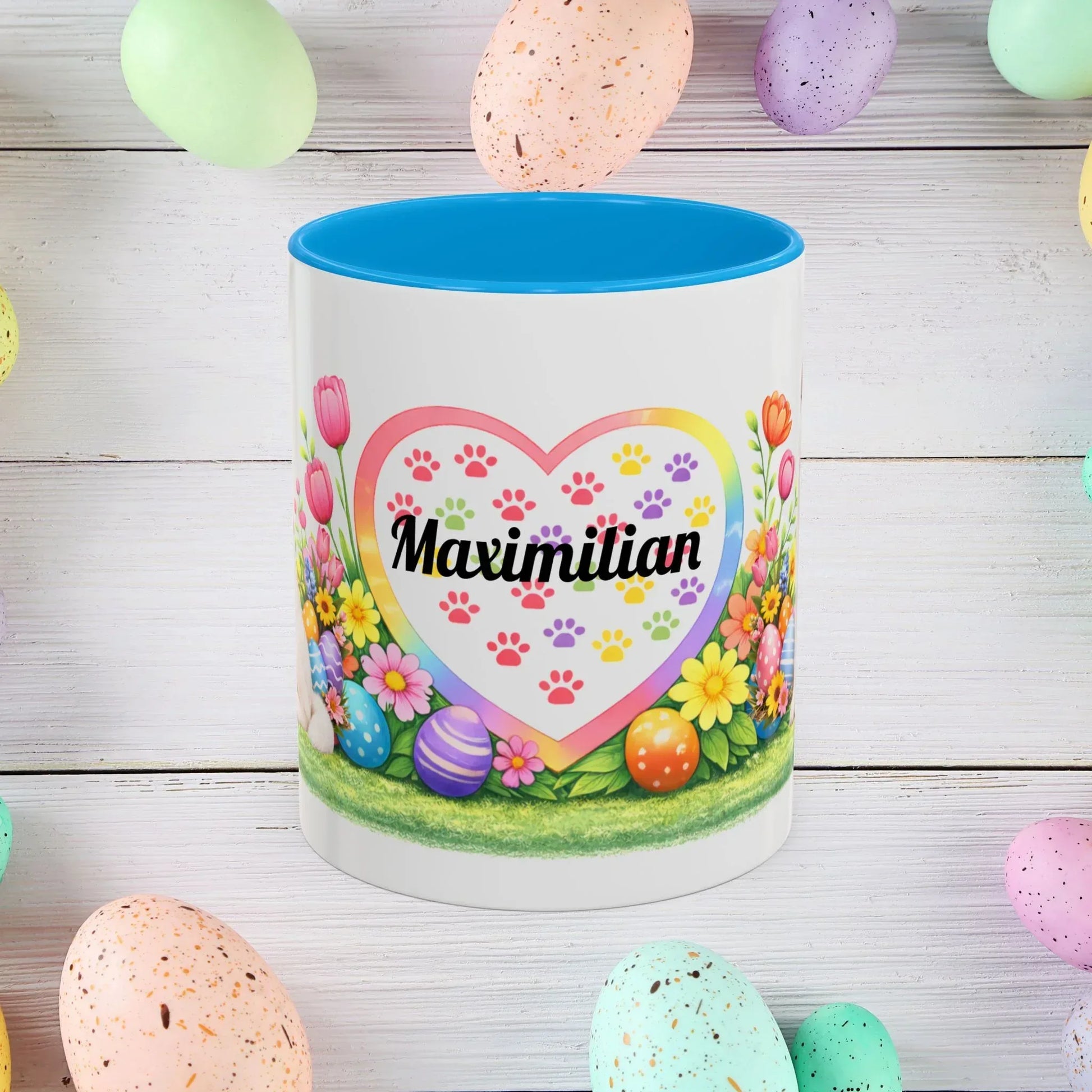 Shop our premium akita white puppy easter mug from MySisterIsASurvivor.