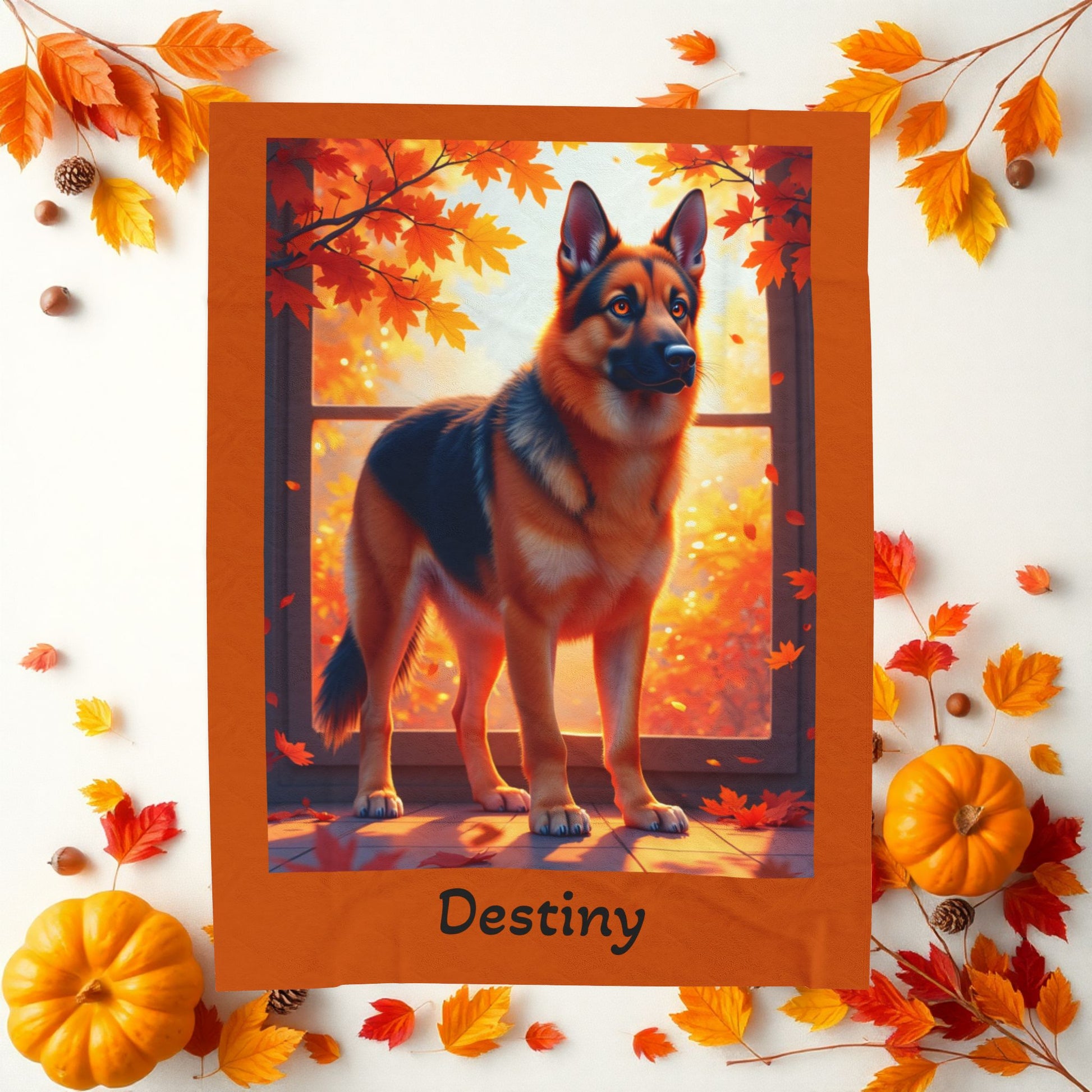 Black and Red German Shepherd velveteen plush blanket, personalized dog throw for GSD parents - MySisterIsASurvivor
