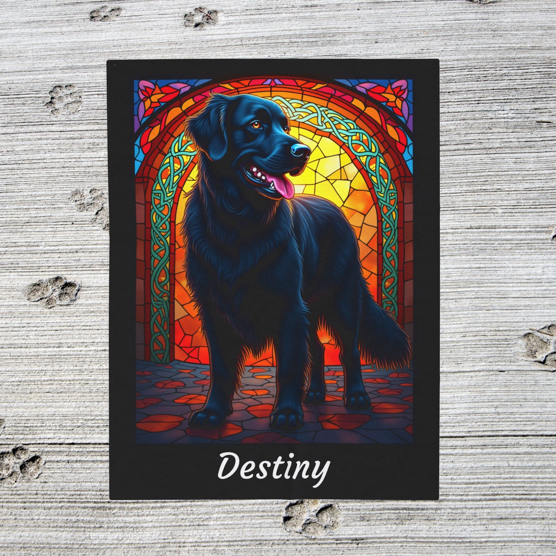 Golden Retriever Black Coat Personalized Velveteen Plush Blanket, Custom Dog Lover Throw for Humans