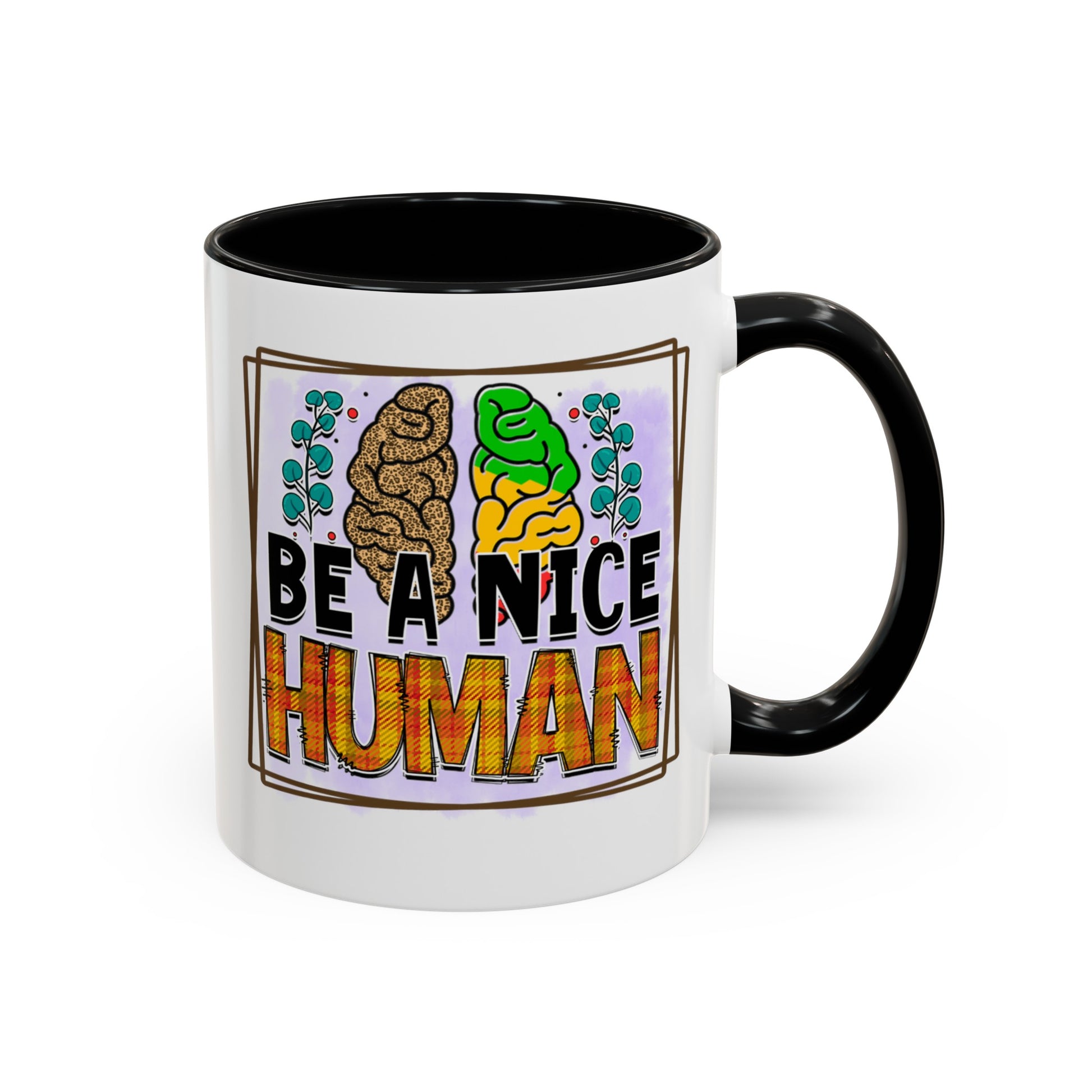 Be A Nice Human - Accent Coffee Mug (11, 15oz)