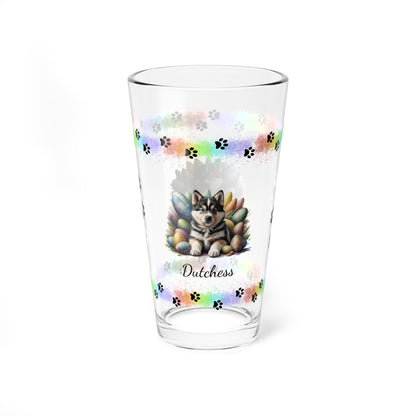 Alaskan Malamute Personalized Easter Puppy 16oz Pint Glass - Custom Dog Design, Mental Health Gift, Easter Décor, and Festive Celebrations