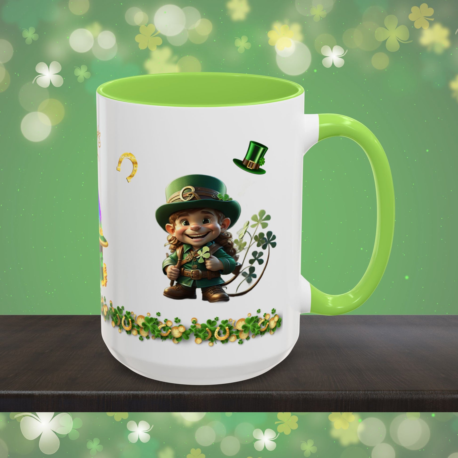 Little Luck Charm: St. Patrick's Day Two-Tone Coffee Mug - Festive Ceramic Mug for Positivity & Mindfulness