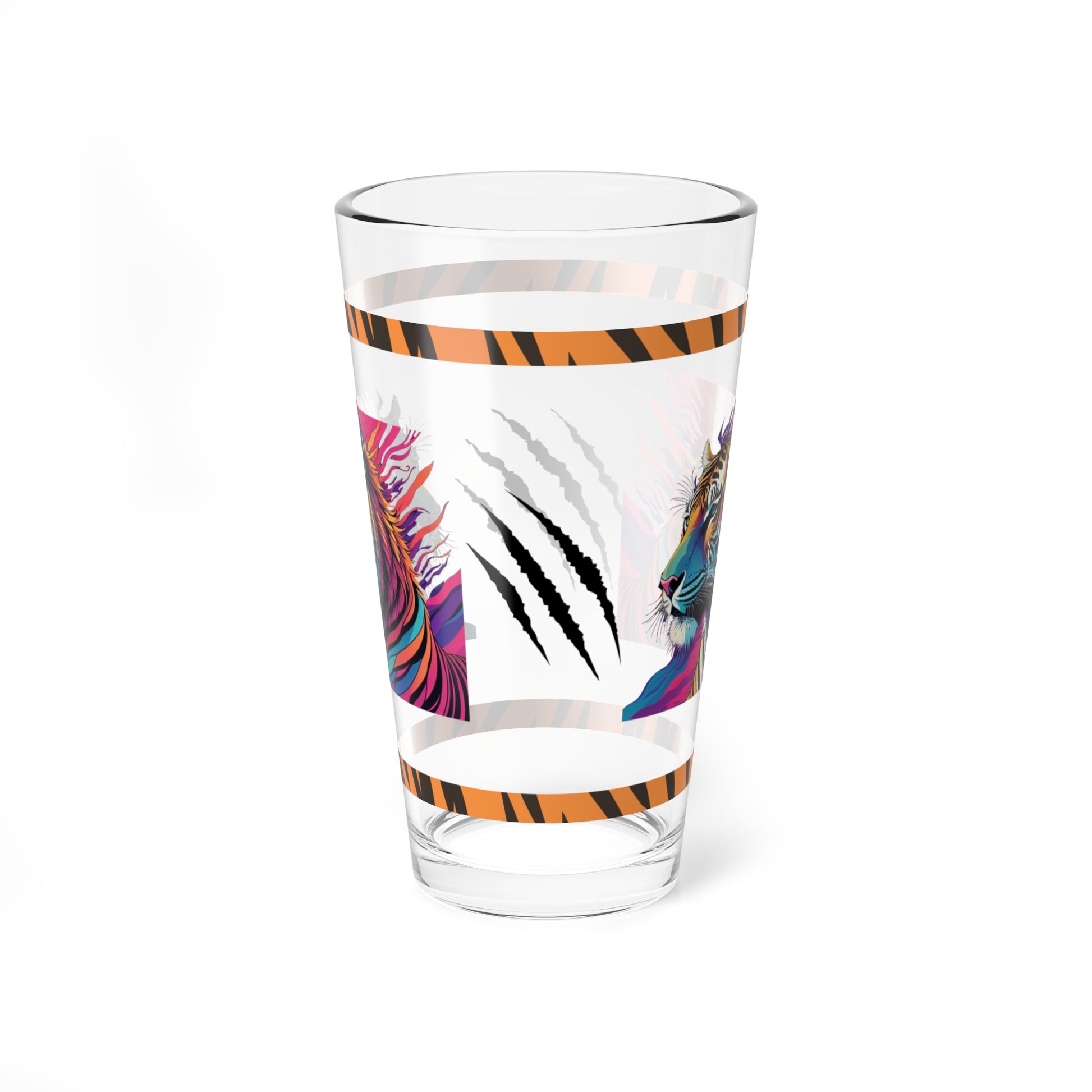 Majestic Mindfulness 16oz Tiger Pint Glass - Inspiring Strength, Courage, and Empowerment
