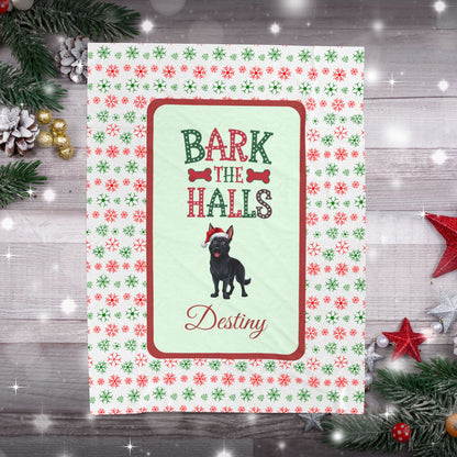 German Shepherd Black custom velveteen blanket Bark The Halls cozy holiday dog lover gift