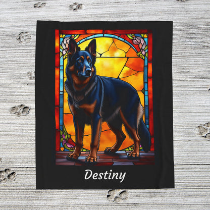 German Shepherd Black & Red Coat Blanket, Personalized Dog Lover Throw, Gift for Humans