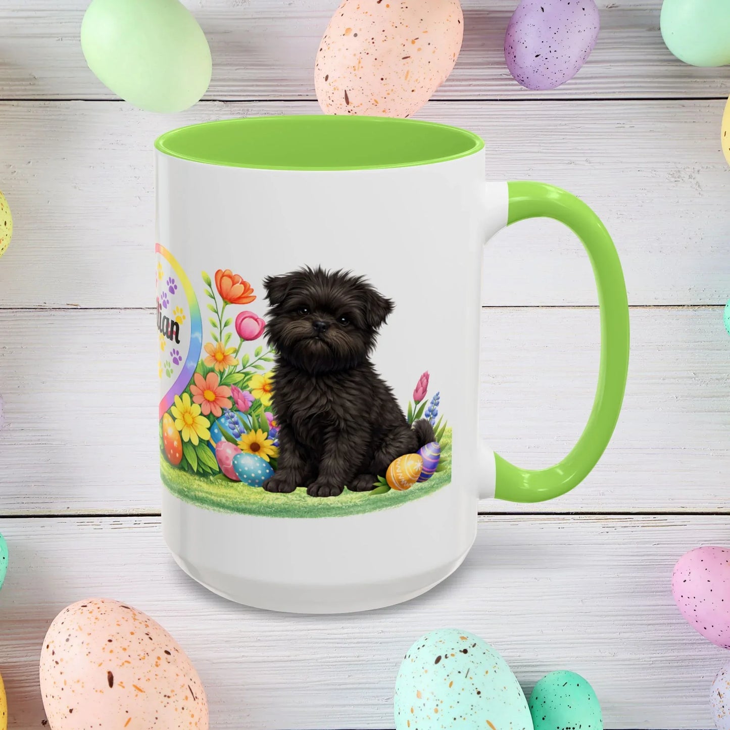 Shop our affenpinscher puppy easter mug featuring the 15oz style option from MySisterIsASurvivor.