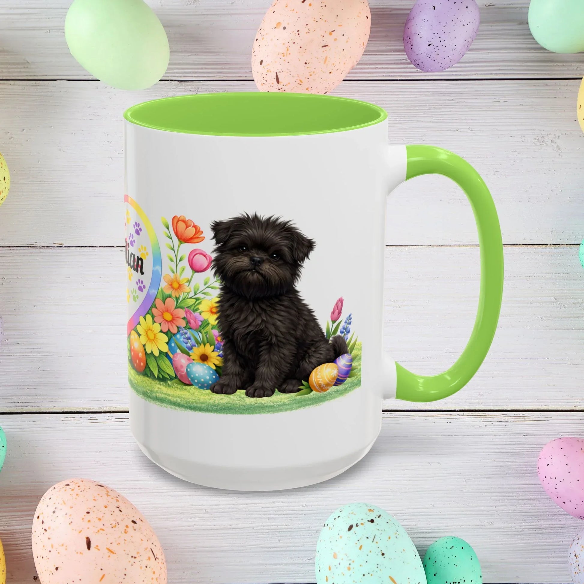 Shop our affenpinscher puppy easter mug featuring the 15oz style option from MySisterIsASurvivor.