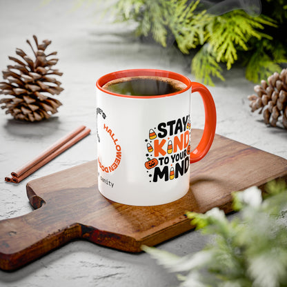 Stay Kind to Your Mind Halloween Mug - Personalized Mindfulness Coffee Cup Gift for Spooky Season