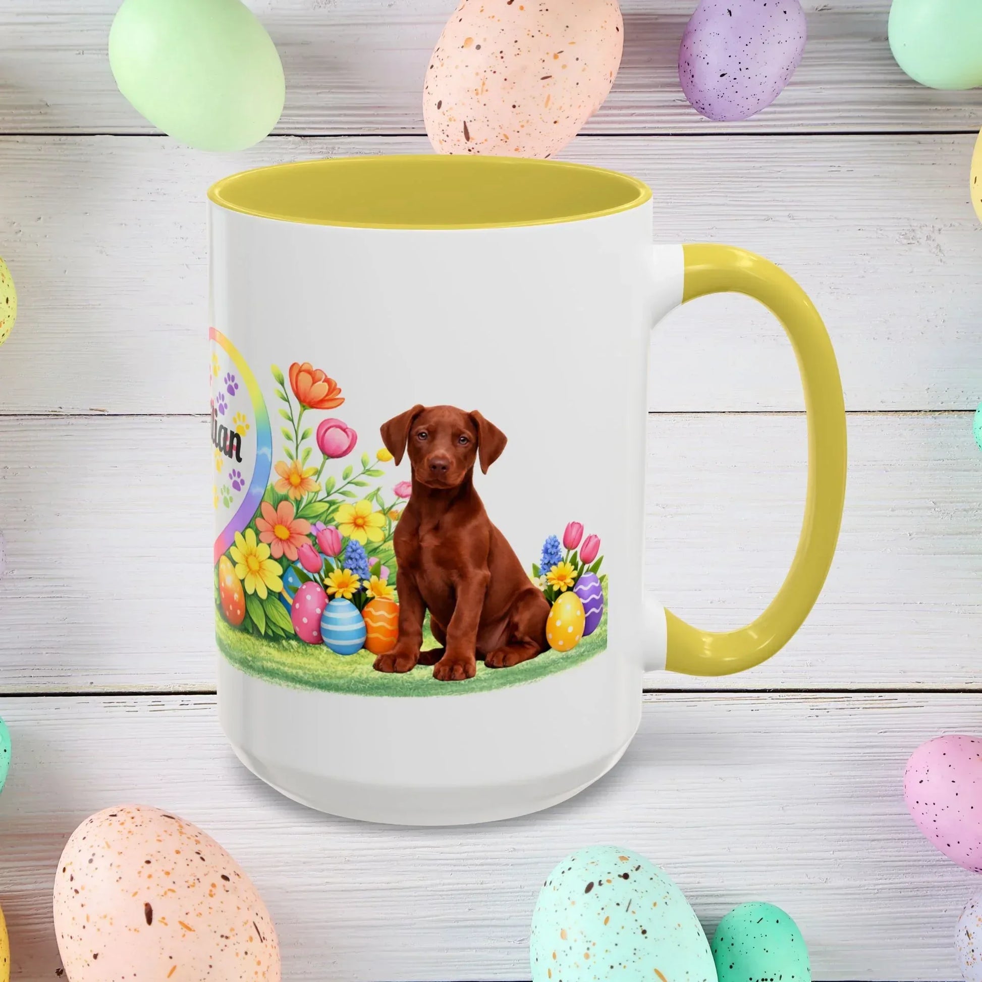 Shop our premium doberman melanistic red puppy easter mug from MySisterIsASurvivor.
