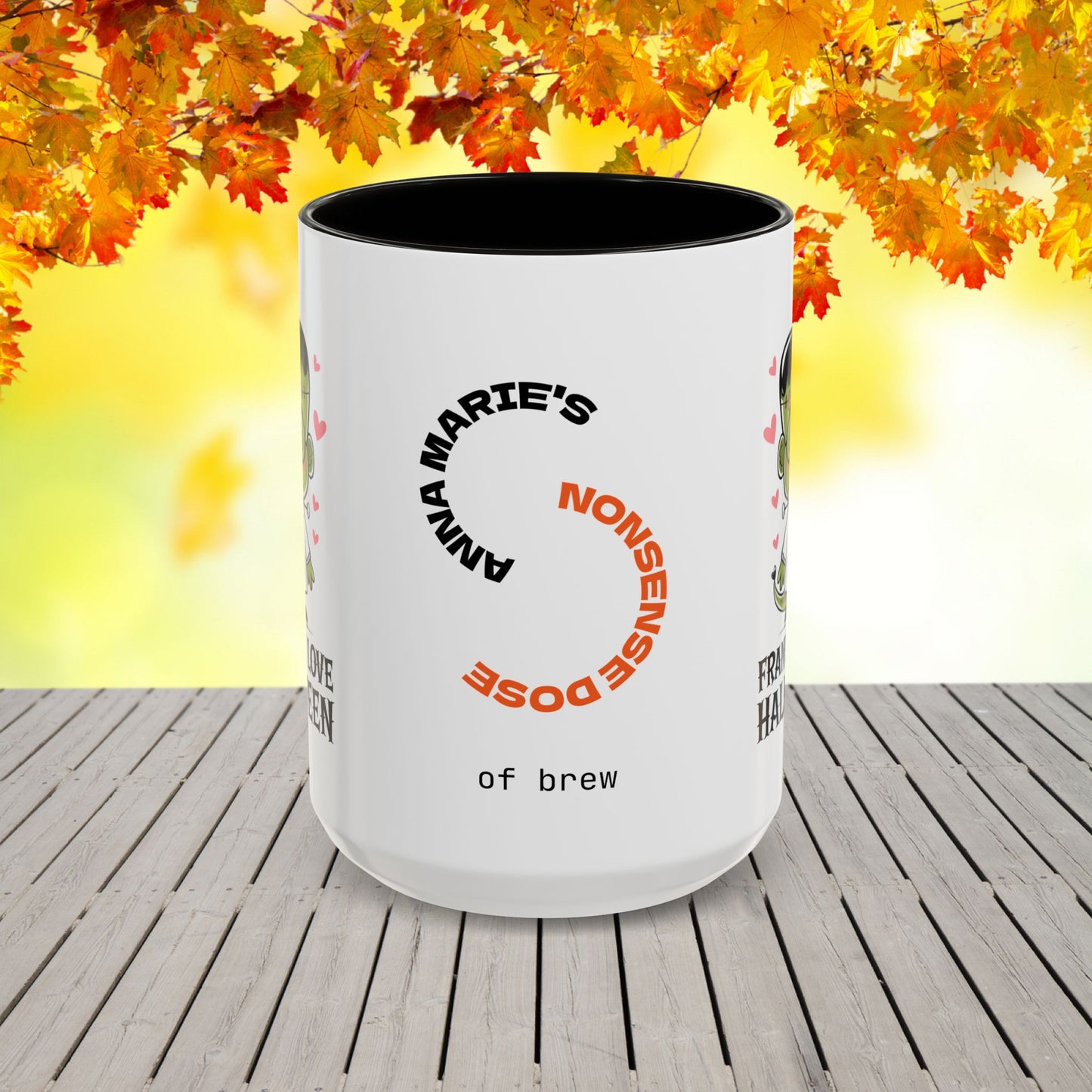 Frankly, I Love Halloween Mug -custom coffee cup for fun Halloween & cozy fall vibes