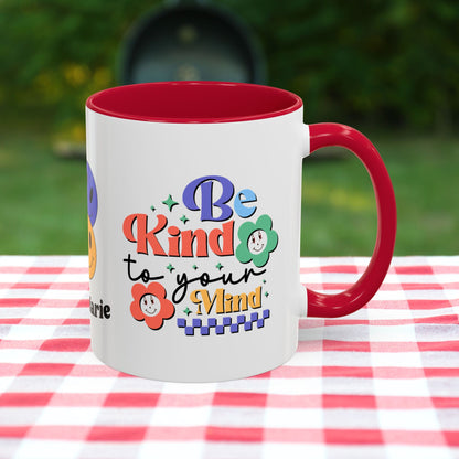 Be Kind to Your Mind - Personalized Retro Mental Wellness Mug for Mental Health Awareness & Self-Care