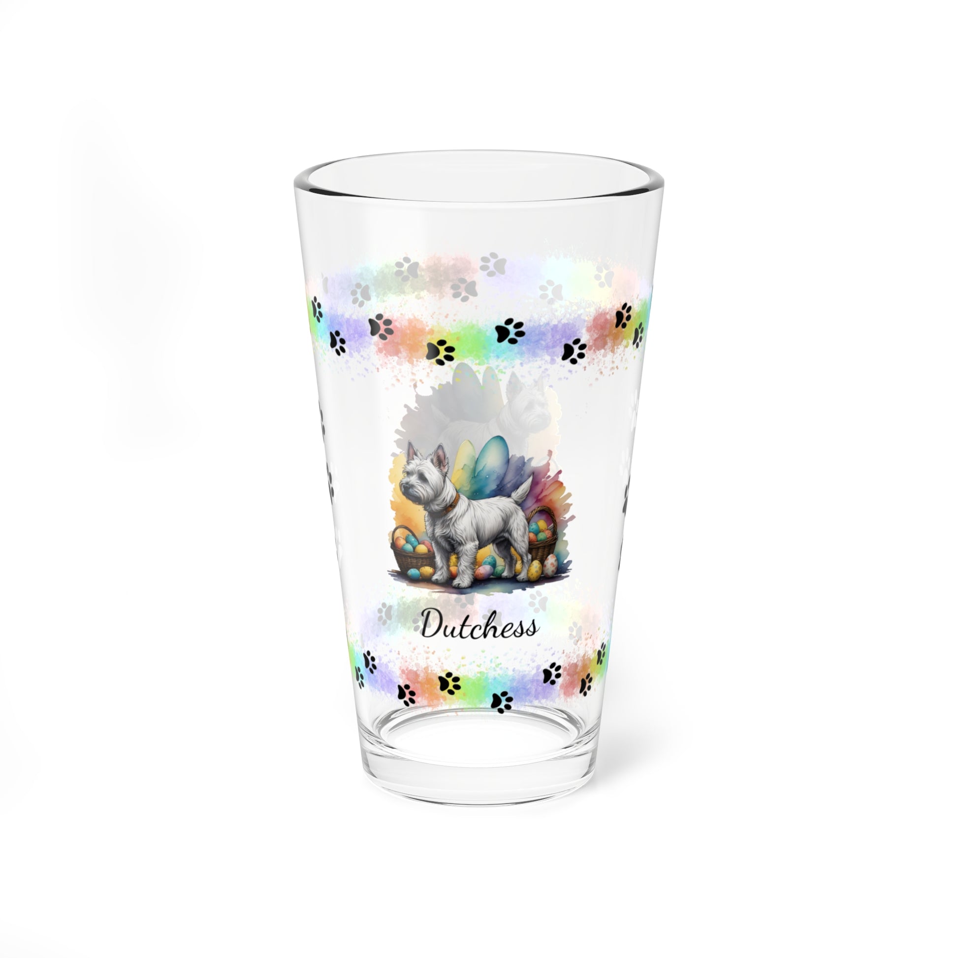 West Highland Terrier Personalized Easter Puppy 16oz Pint Glass - Custom Dog Design, Mental Health Gift, Easter Décor, and Festive Celebrations
