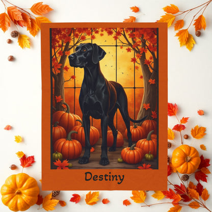 Black Great Dane velveteen plush blanket, cozy soft throw, personalized gift for dog lovers and Dane fans