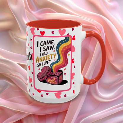 I Came I Saw Valentines mug with bold motivational message, empowering Valentine coffee cup design