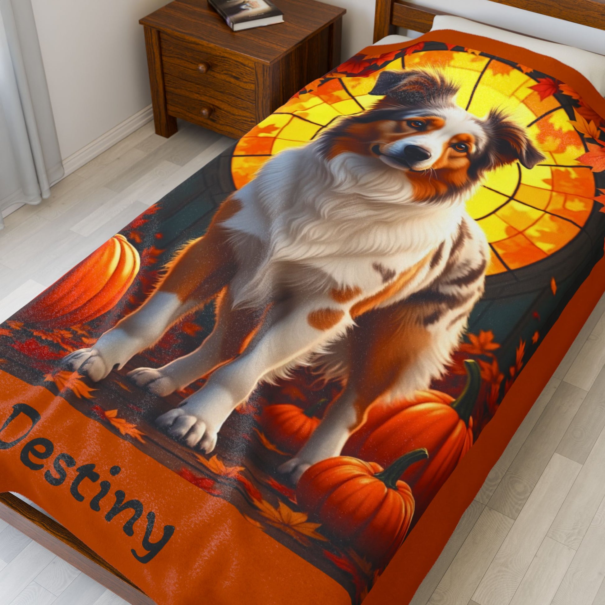 Australian Shepherd Red Merle Coat Velveteen Blanket, Personalized Dog Throw, Custom Herding Breed Gift