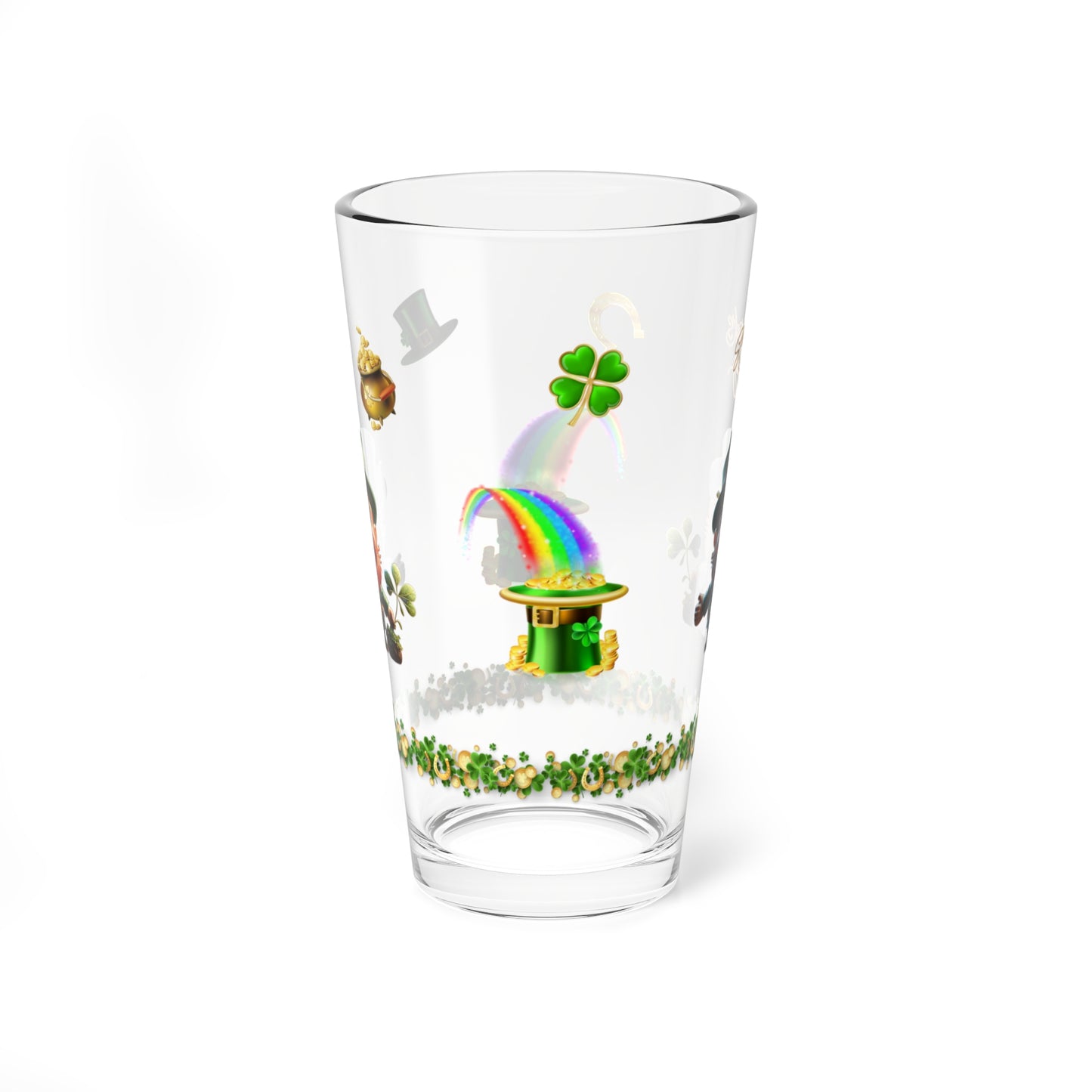 Leprechaun Glee: Mindful St. Patrick's Day 16oz Pint Glasses - Festive Design for Positivity & Wellness