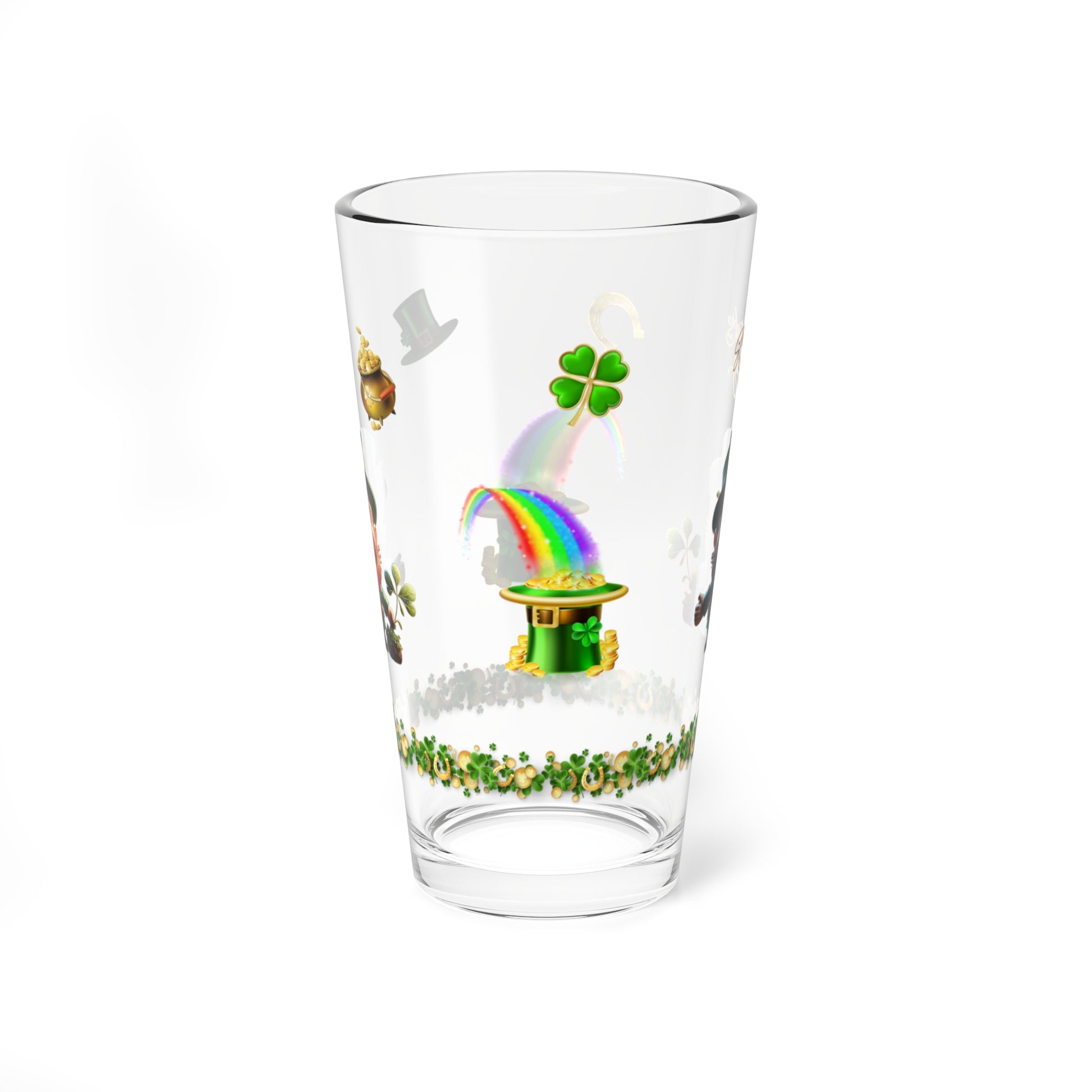 Leprechaun Glee: Mindful St. Patrick's Day 16oz Pint Glasses - Festive Design for Positivity & Wellness