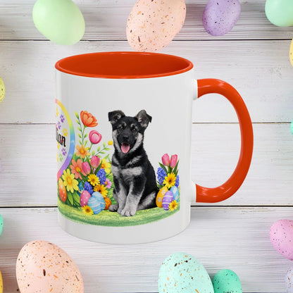 Shop our german shepherd black silver puppy easter mug featuring the 11oz style option from MySisterIsASurvivor.