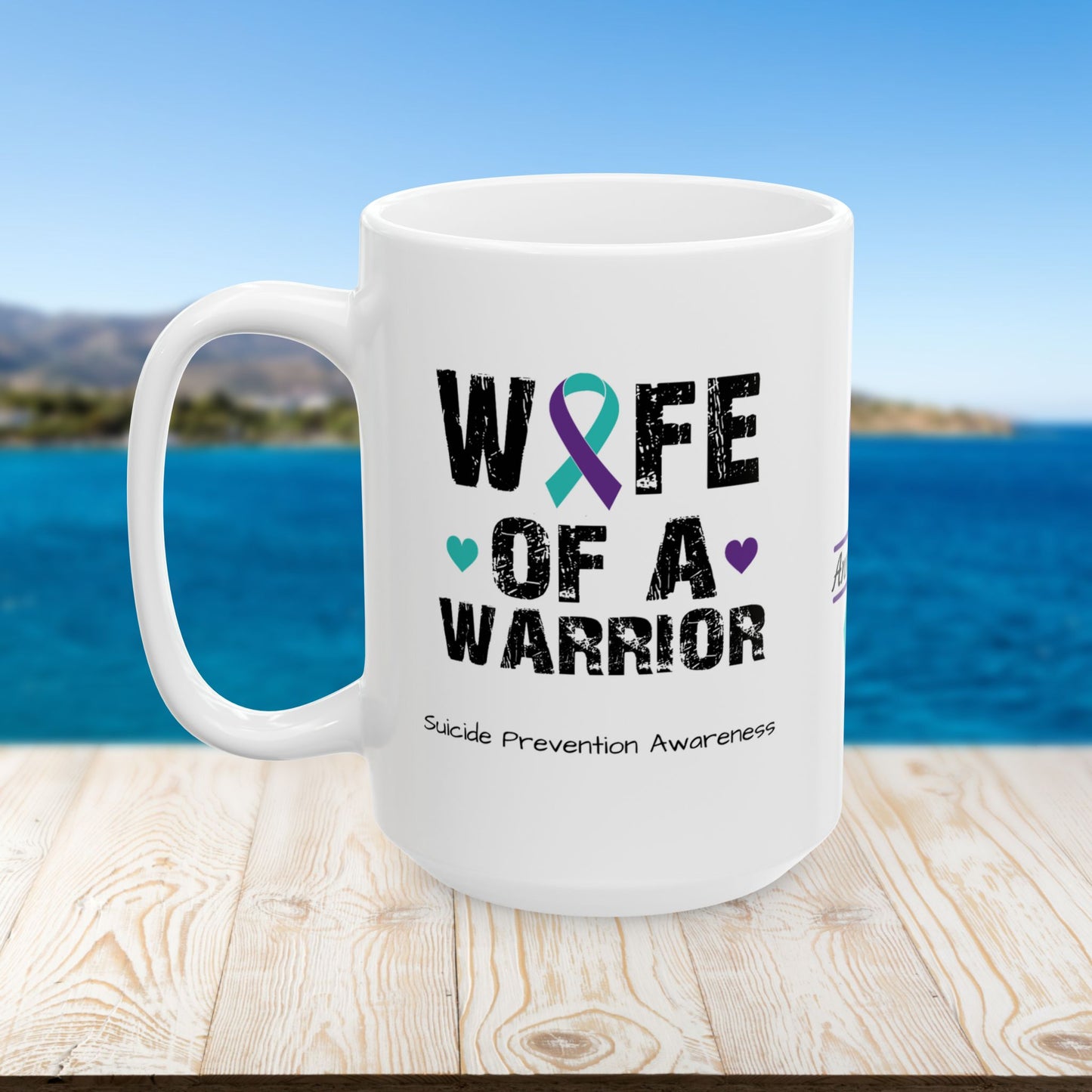 Wife of a Warrior - Personalized Suicide Prevention Awareness Gift, Empowerment and Resilience Ceramic Mug, Support for Survivors