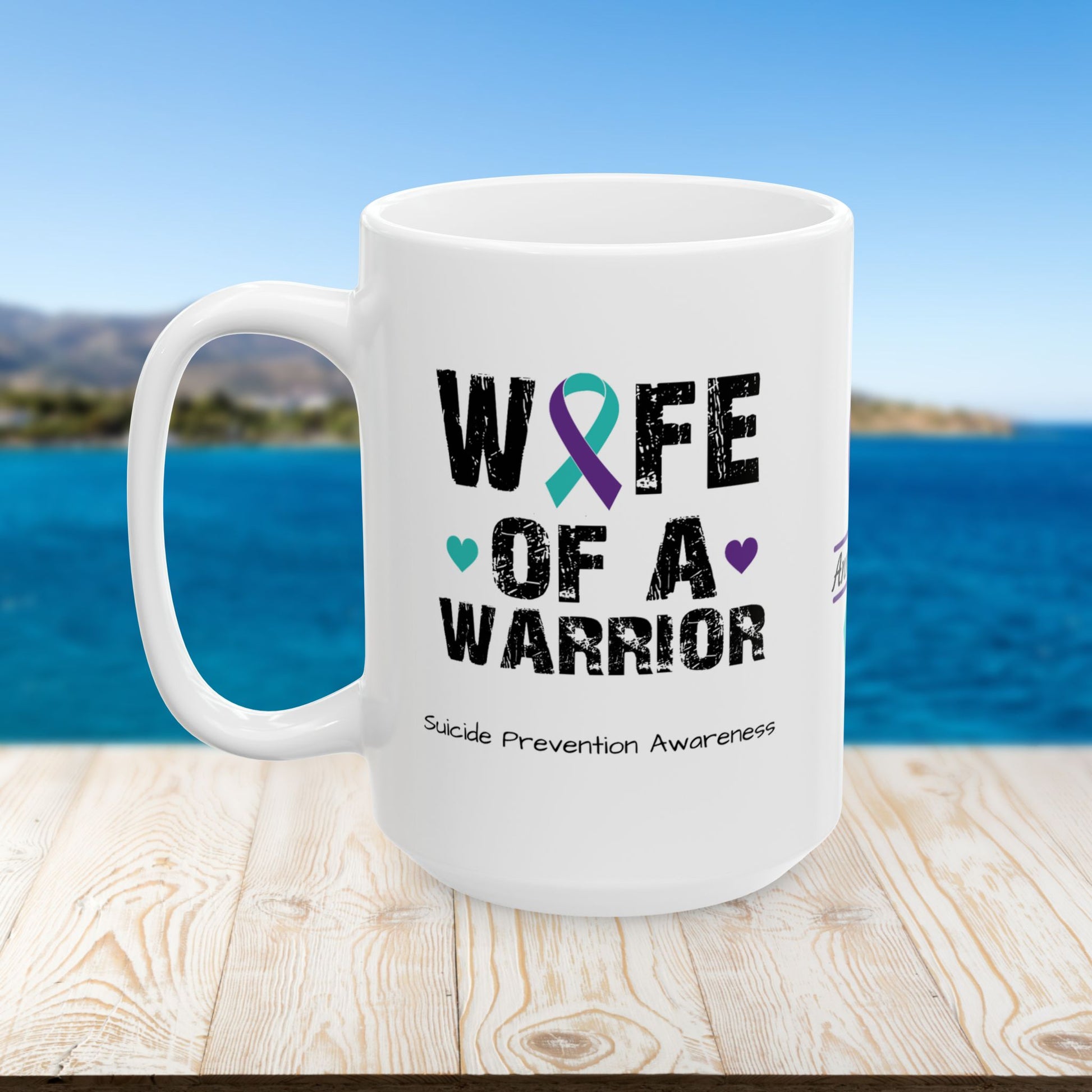 Wife of a Warrior - Personalized Suicide Prevention Awareness Gift, Empowerment and Resilience Ceramic Mug, Support for Survivors