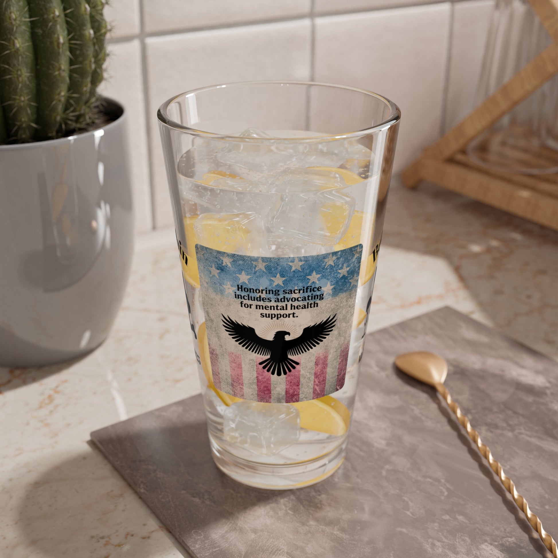 Personalized Memorial Day Pint Glass - "Honoring Sacrifice", PTSD Awareness Gift for Veterans & Memorial Days