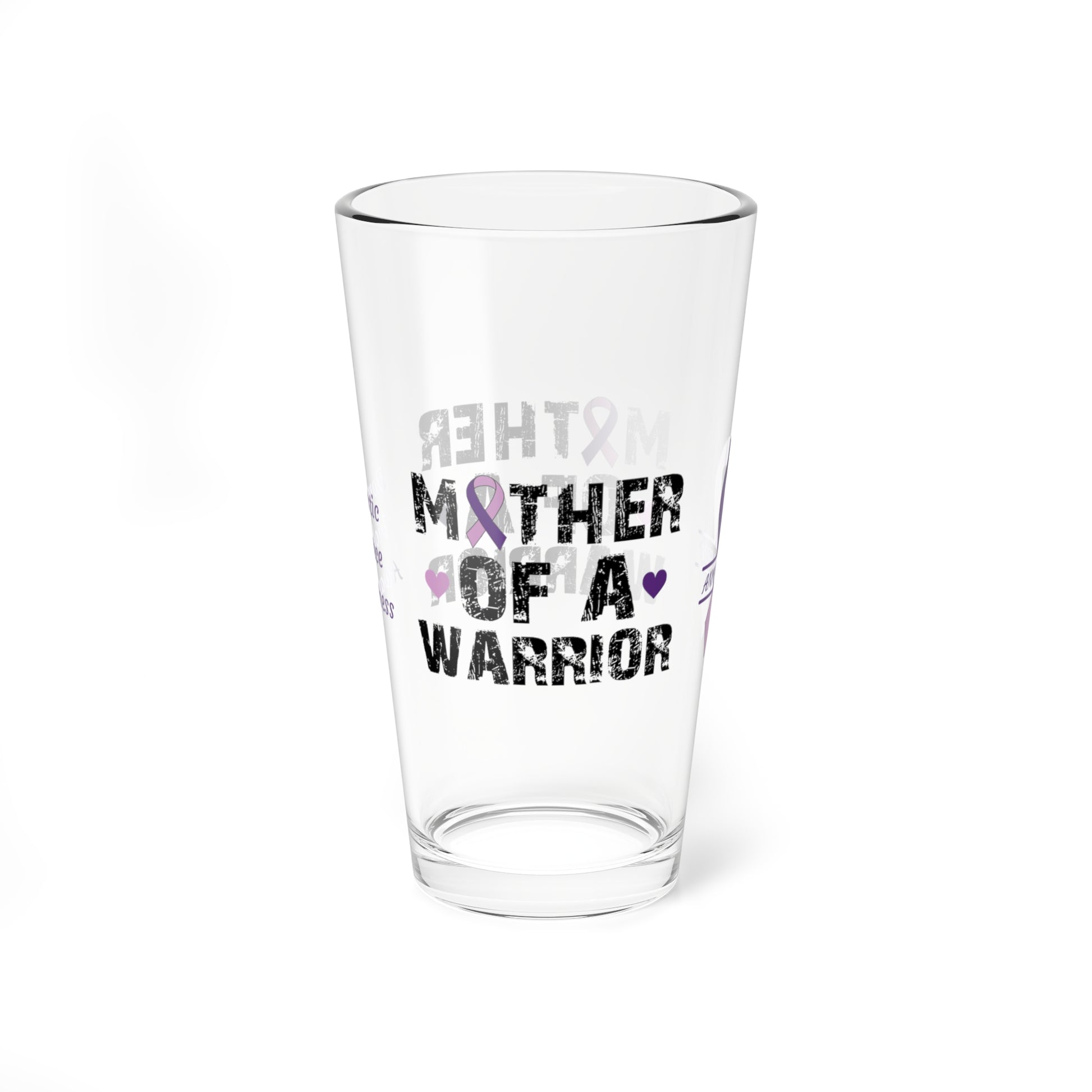 Mother of a Warrior: Personalized Domestic Violence Awareness Warrior Pint Glass - Proud Family Member