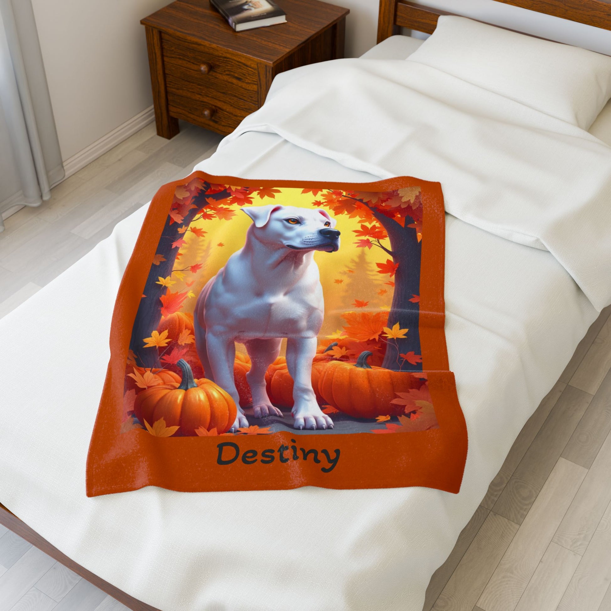 Rottweiler (White) velveteen plush blanket, personalized dog throw for Rottweiler fans, cozy gift for dog lovers