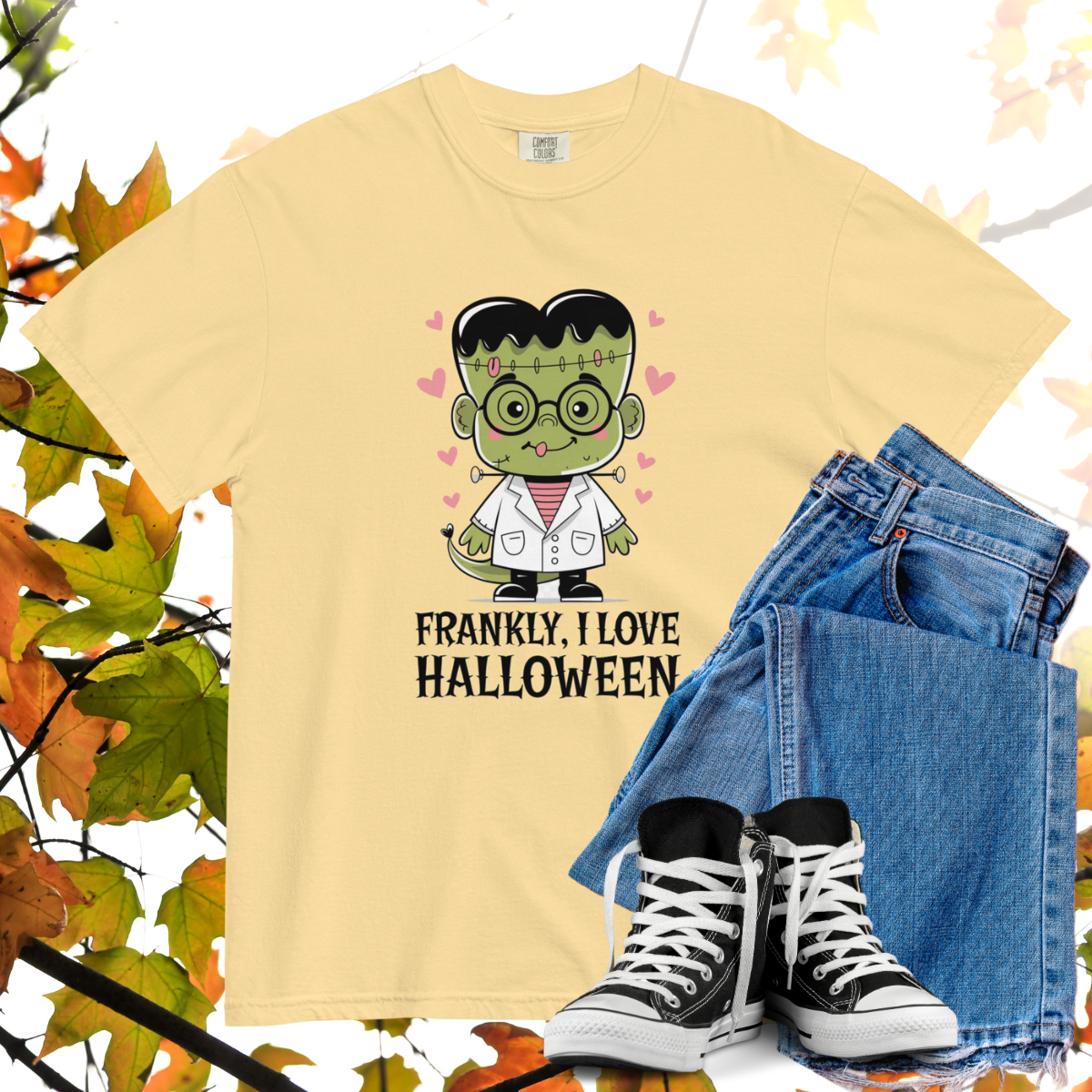 Frankly, I Love Halloween Comfort Colors Heavyweight Halloween T-shirt