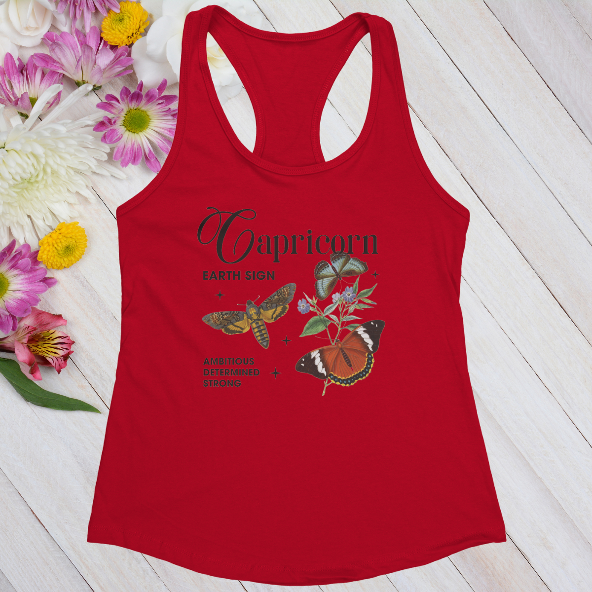 Capricorn Butterfly Zodiac Women's Racerback Tank