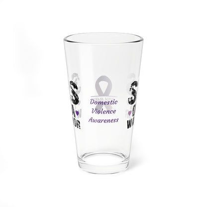 Sis of a Warrior: Personalized Domestic Violence Awareness Warrior Pint Glass - Proud Family Member