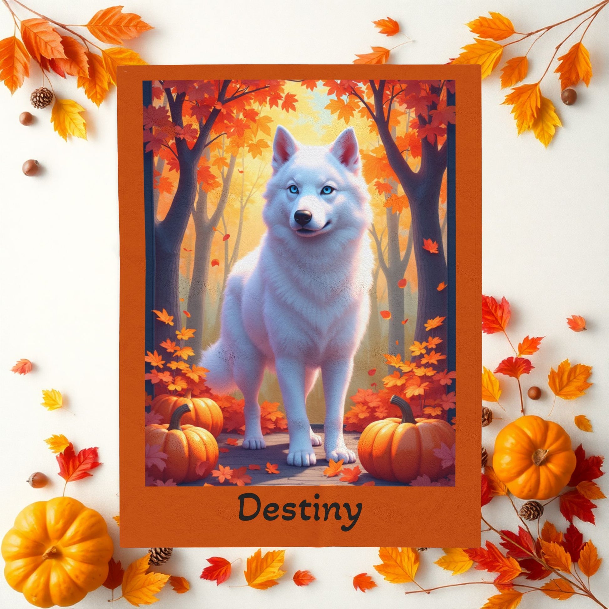 White Husky blue eyes velveteen plush blanket, personalized dog throw for Husky parents - MySisterIsASurvivor