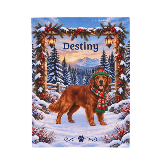 Golden Retriever (Red Coat) - Custom Name Winter Lodge Blanket, Personalized Field Golden Lover Gift - MySisterIsAsurvor