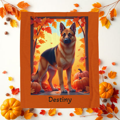 Black and Tan German Shepherd velveteen plush blanket, soft personalized dog throw for GSD families - MySisterIsASurvivor