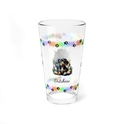 Dachshund Personalized Easter Puppy 16oz Pint Glass - Custom Dog Design, Mental Health Gift, Easter Décor, and Festive Celebrations